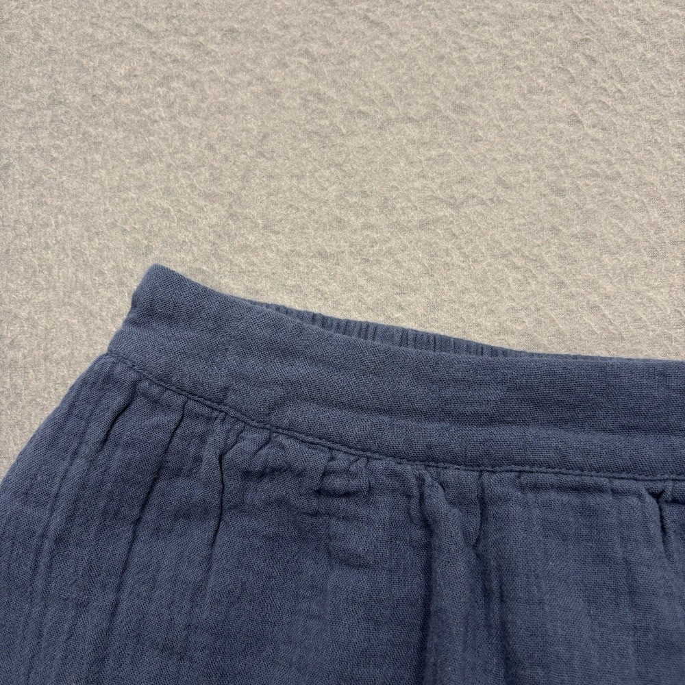 Pact Organic Cotton Gauze Tulip Faux Wrap Midi Skirt Navy Blue Size L Coastal - Picture 5 of 16